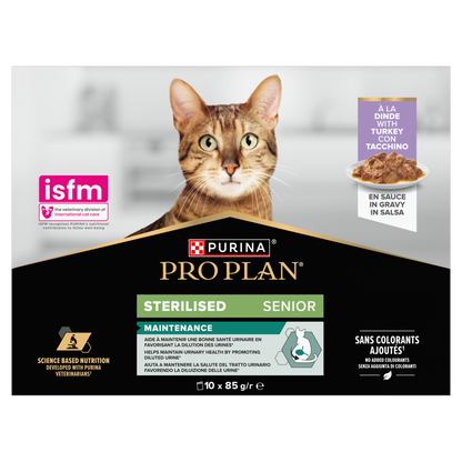 Purina Pro Plan Senior 7+ Sterilised Maintenance with Turkey in Gravy Wet Cat Food Pouches