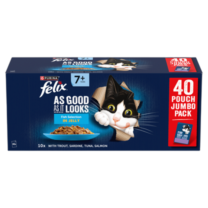 Felix As Good As it Looks Senior 7+ Fish Selection in Jelly Wet Cat Food