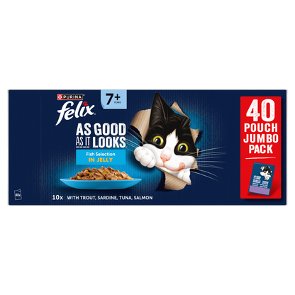 Felix As Good As it Looks Senior 7+ Fish Selection in Jelly Wet Cat Food