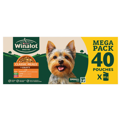 Winalot Meaty Chunks Small Dog Mixed in Gravy with Chicken, Lamb & Beef Wet Dog Food