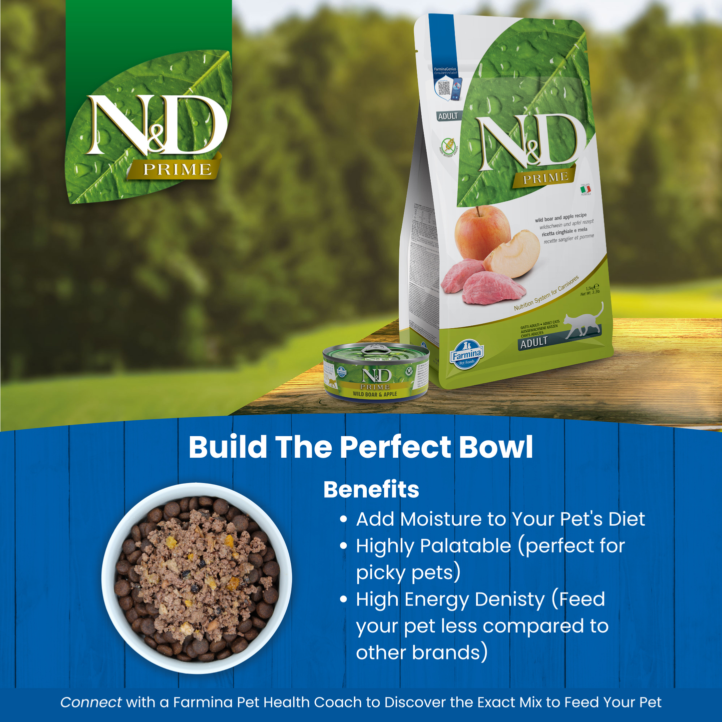 N&D Prime Adult Wet Cat Food - Wild Boar & Apple