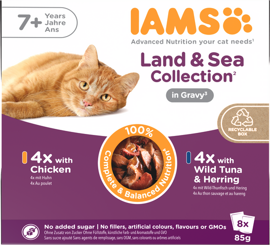 Iams Delights Senior Land & Sea Collection in Gravy Wet Cat Food