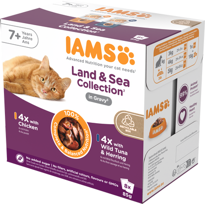 Iams Delights Senior Land & Sea Collection in Gravy Wet Cat Food