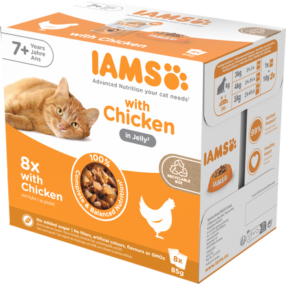 Iams Delights Senior Wet Cat Food with Chicken in Jelly
