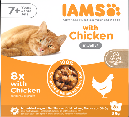 Iams Delights Senior Wet Cat Food with Chicken in Jelly