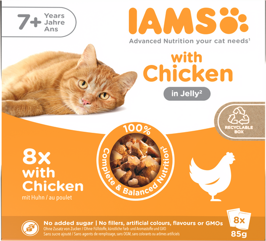 Iams Delights Senior Wet Cat Food with Chicken in Jelly