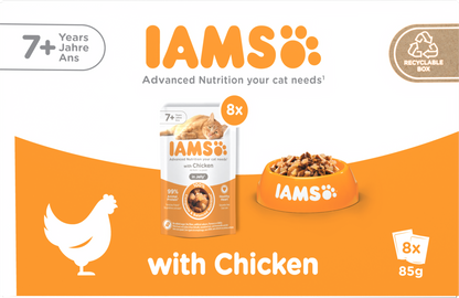 Iams Delights Senior Wet Cat Food with Chicken in Jelly