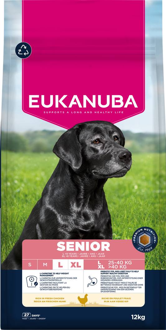 Front View of Eukanuba Senior Large Breed Dry Dog Food - Chicken - 12kg