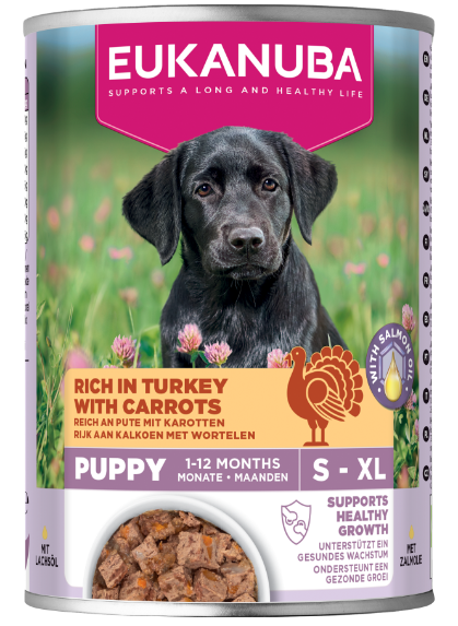 Front View of Eukanuba Can Life Care Puppy All Breeds Wet Dog Food - Turkey & Carrot - 6 x 400g