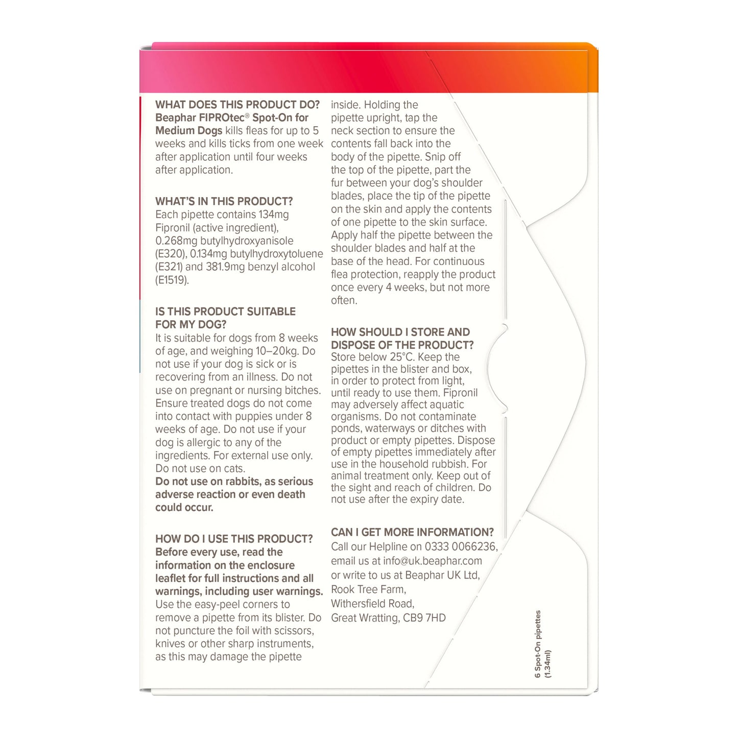 Beaphar FIPROtec Flea & Tick Spot-On Solution for Medium Dogs (10-20kg)