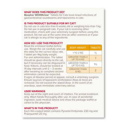 Beaphar WORMclear Tablets for Cats