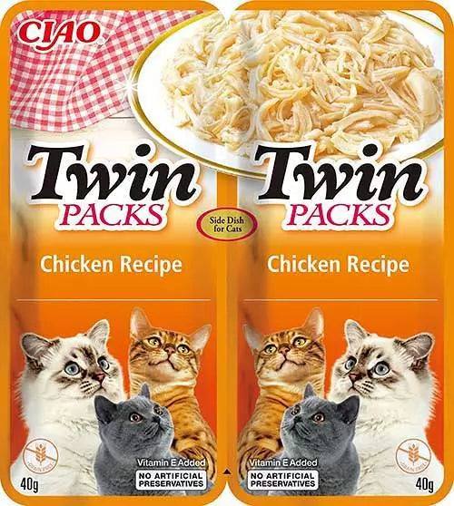 Front View of Ciao Twin Packs Cat Treat - Chicken Recipe in Chicken Broth - 80 g