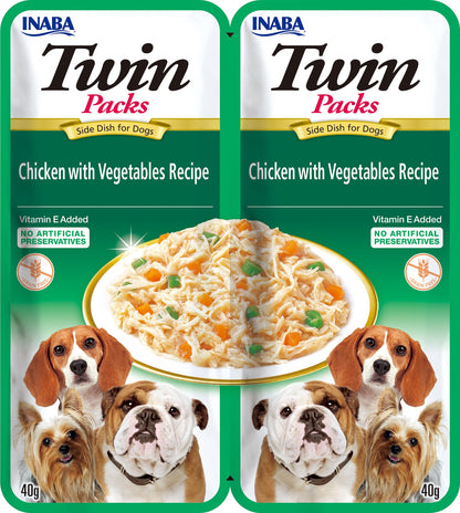 Front View of Ciao Twin Packs Dog Treat - Chicken with Vegetables Recipe in Chicken Broth - 80 g