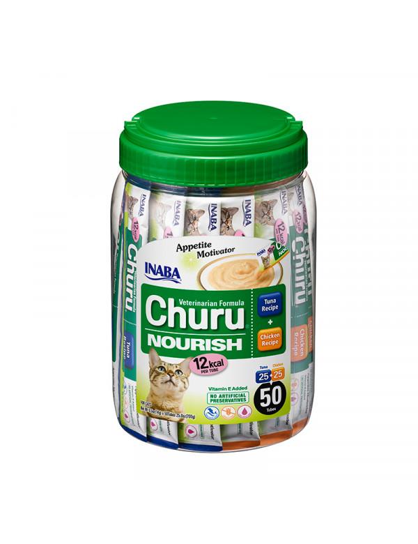 Front View of Churu Vet Nourish Cat Treat - Tuna Recipe & Chicken Recipe - 50 x 14g