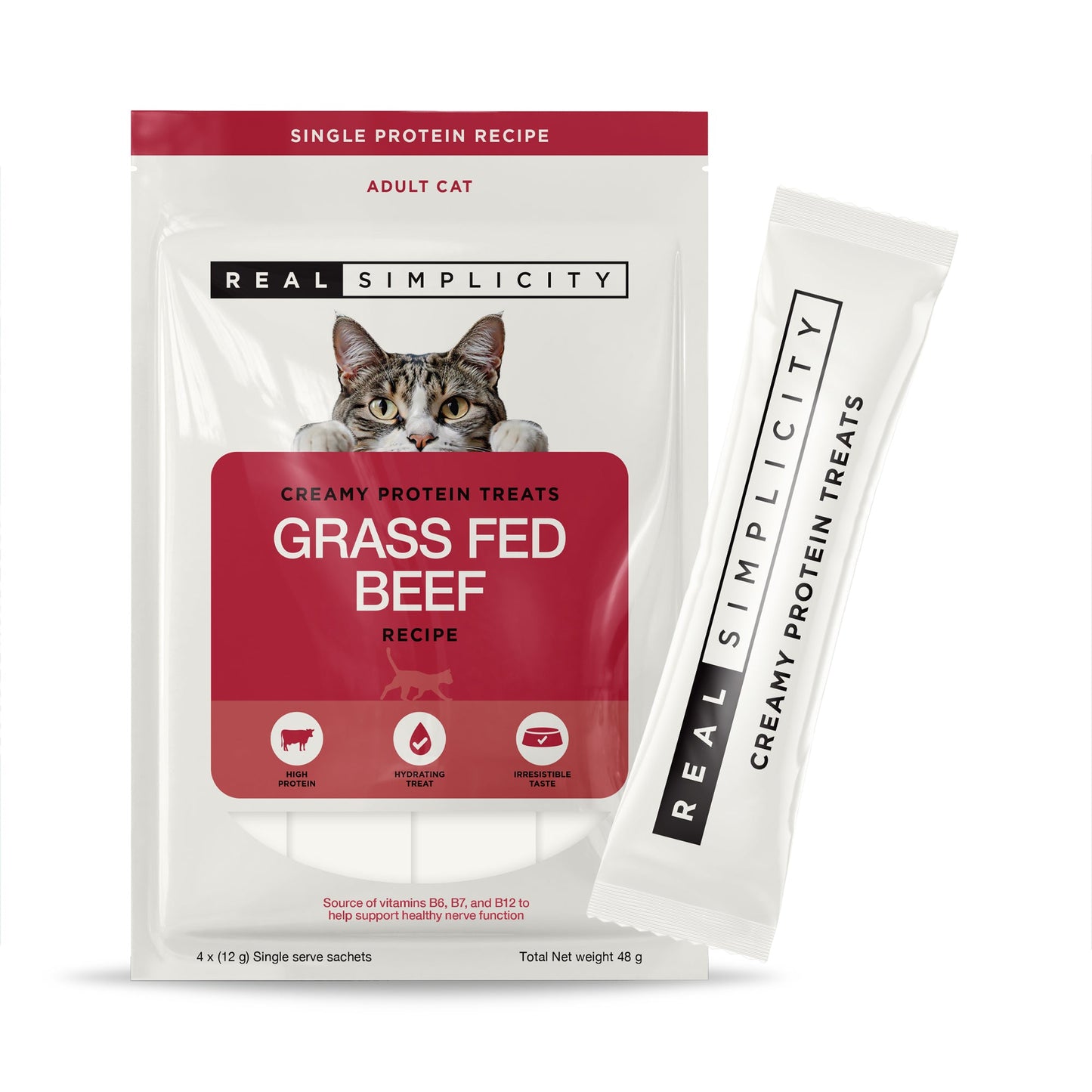 Real Simplicity Creamy Protein Treats Grass Fed Beef Adult Cat Treat