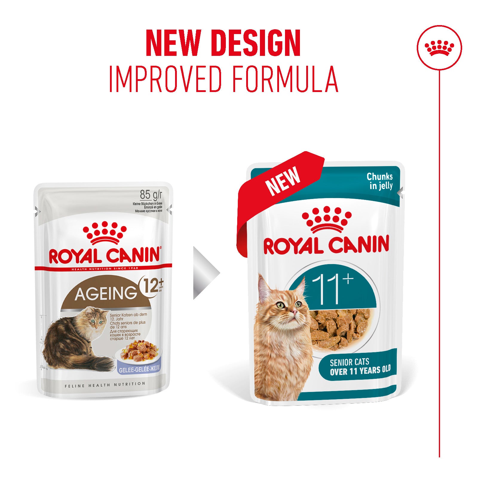Royal Canin Ageing 11+ Senior Wet Cat Food Chunks In Jelly - 12 x 85g