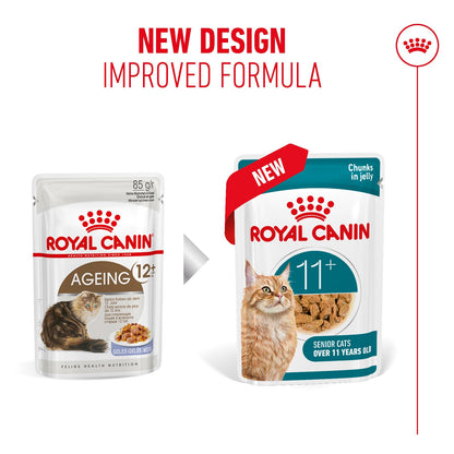 Royal Canin Ageing 11+ Senior Wet Cat Food Chunks In Jelly - 12 x 85g