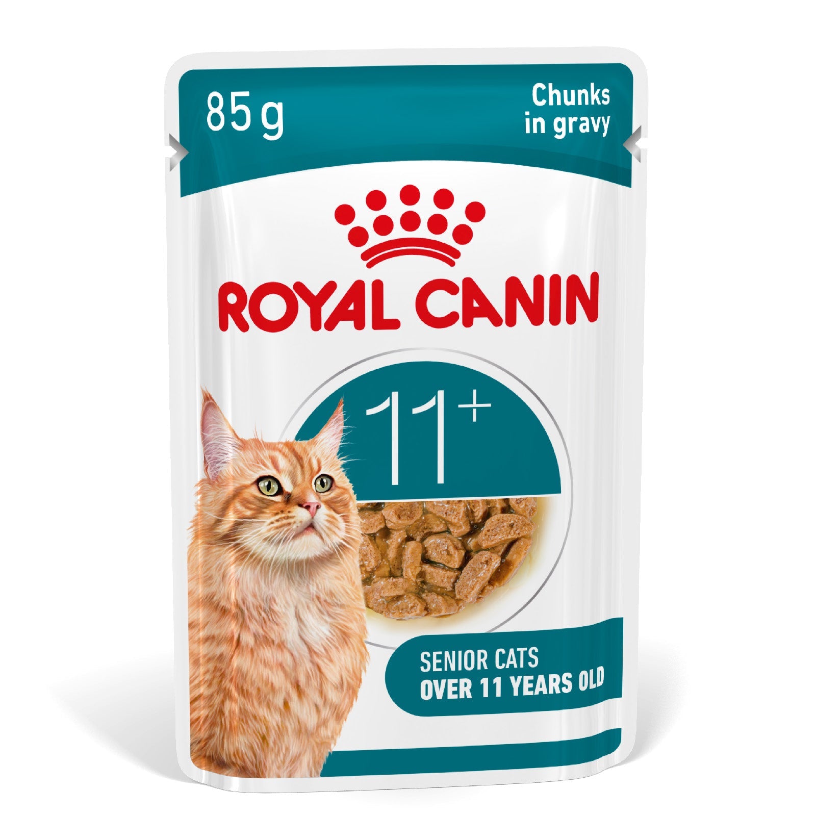 Front View of Royal Canin Ageing 11+ Senior Wet Cat Food Chunks In Gravy - 12 x 85g & 48 x 85g