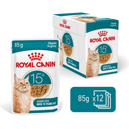 Royal Canin Ageing 15+ Senior Wet Cat Food Chunks In Gravy - 12 x 85g