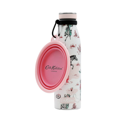 Cath Kidston Cowgirl Steel Water Bottle & Collapsible Bowl Set