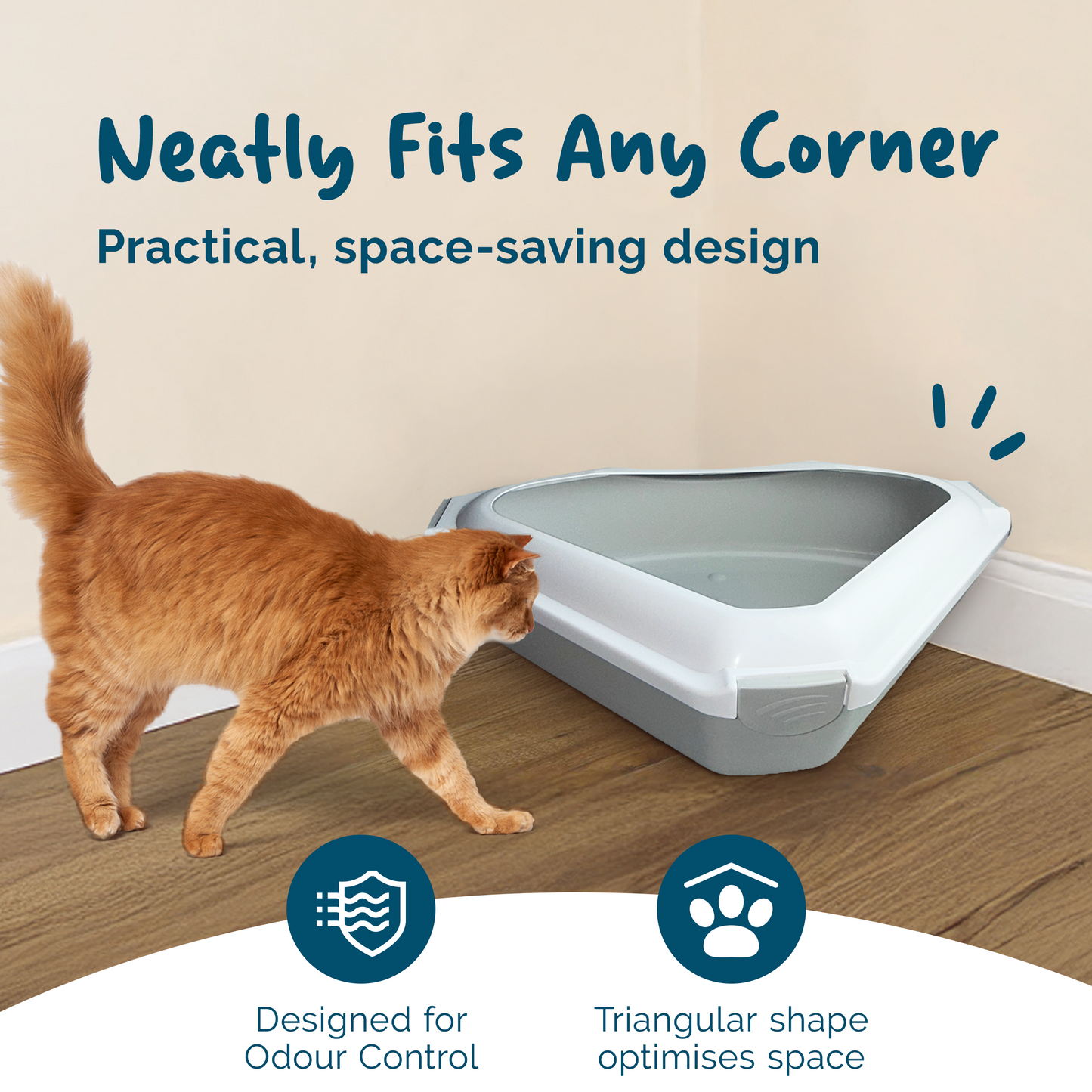 Petsentials Corner Cat Litter Tray | Grey