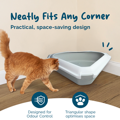 Petsentials Corner Cat Litter Tray | Grey