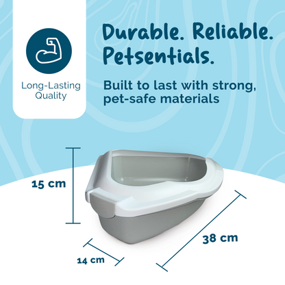 Petsentials Corner Cat Litter Tray | Grey