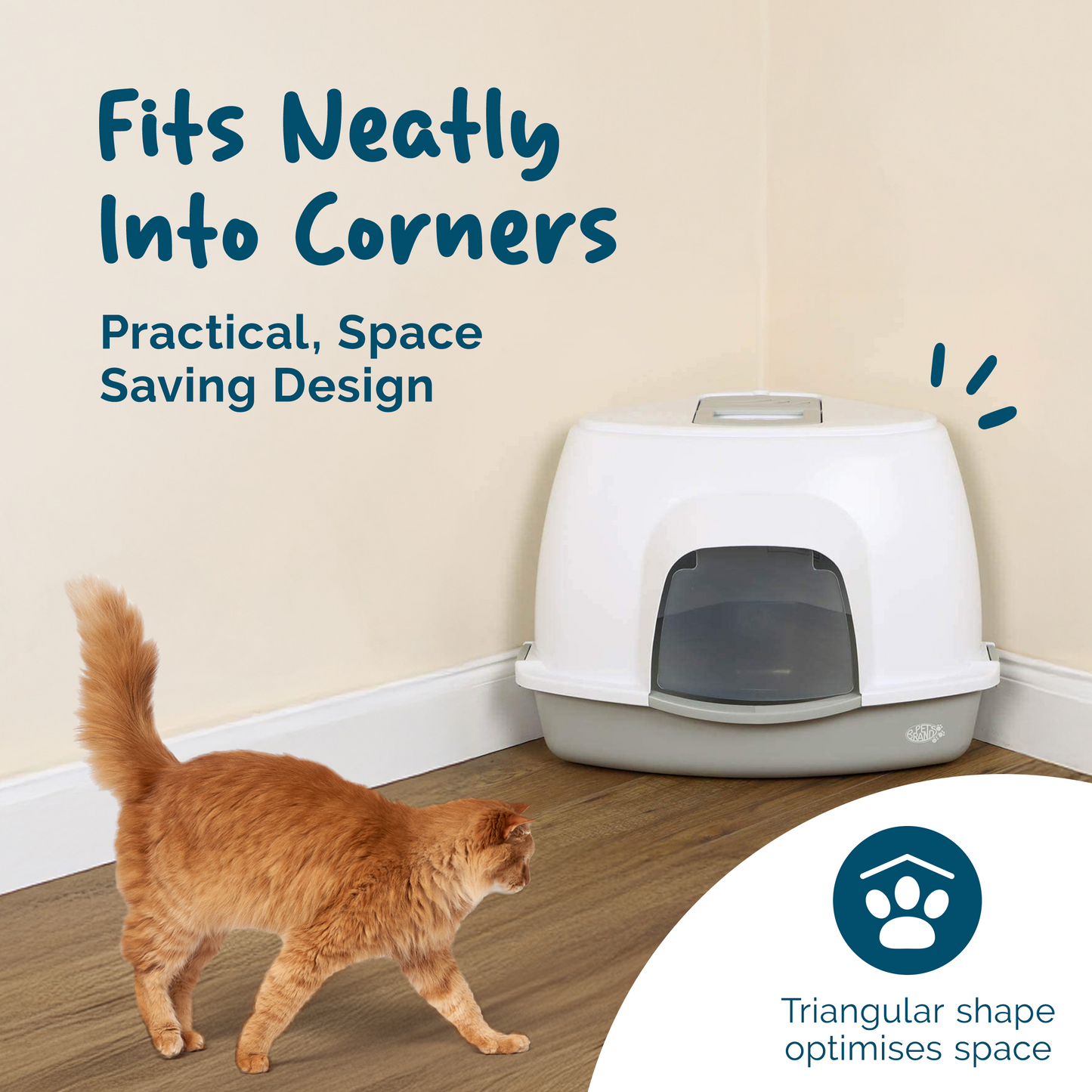 Petsentials Corner Cat Litter Tray With Hood | Grey