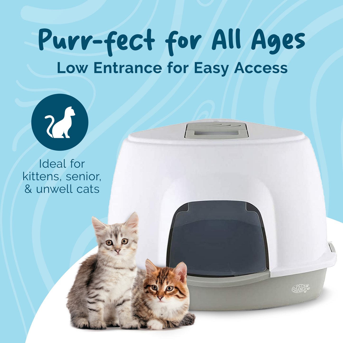 Petsentials Corner Cat Litter Tray With Hood | Grey