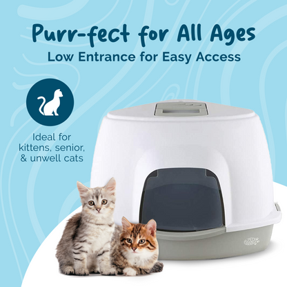 Petsentials Corner Cat Litter Tray With Hood | Grey