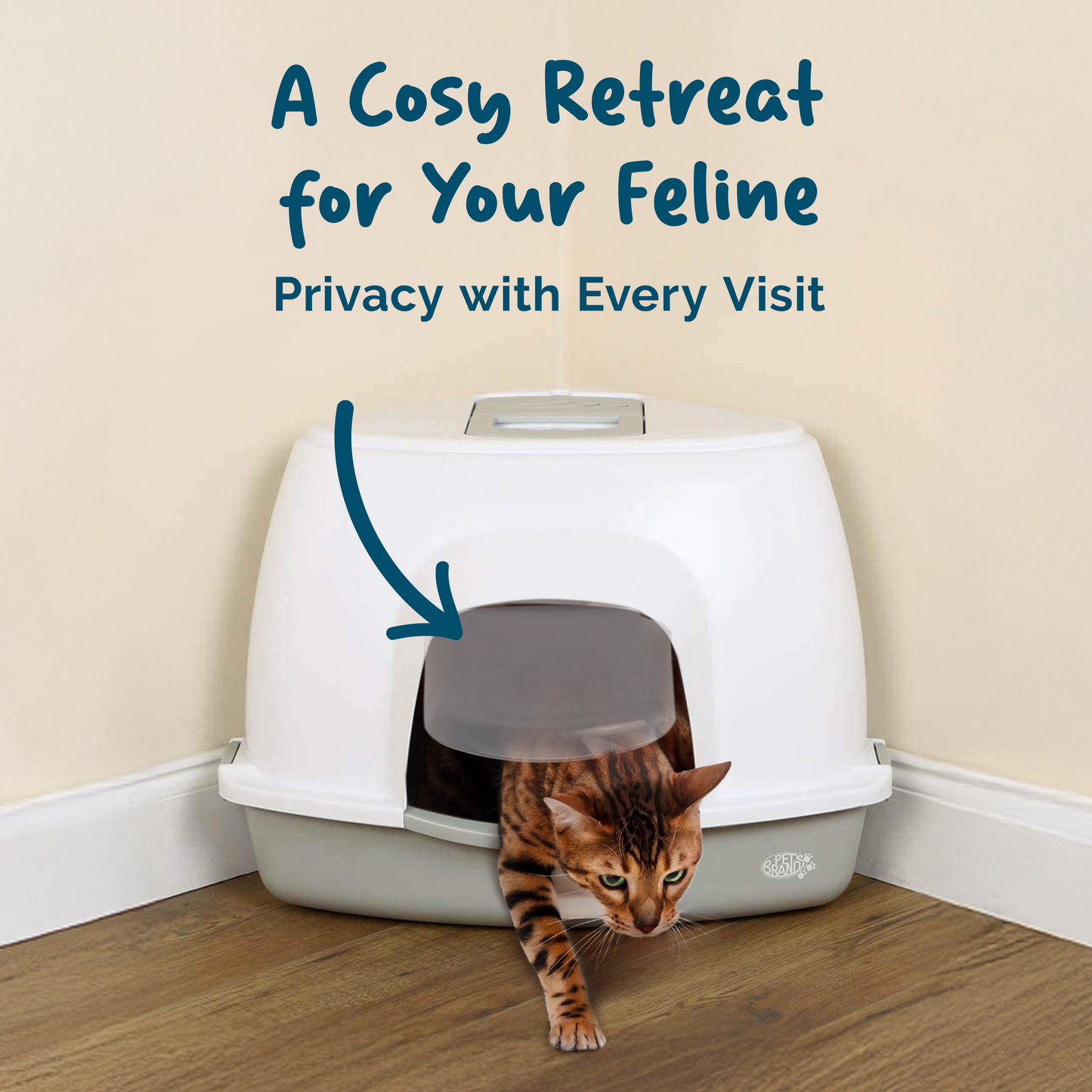 Petsentials Corner Cat Litter Tray With Hood | Grey