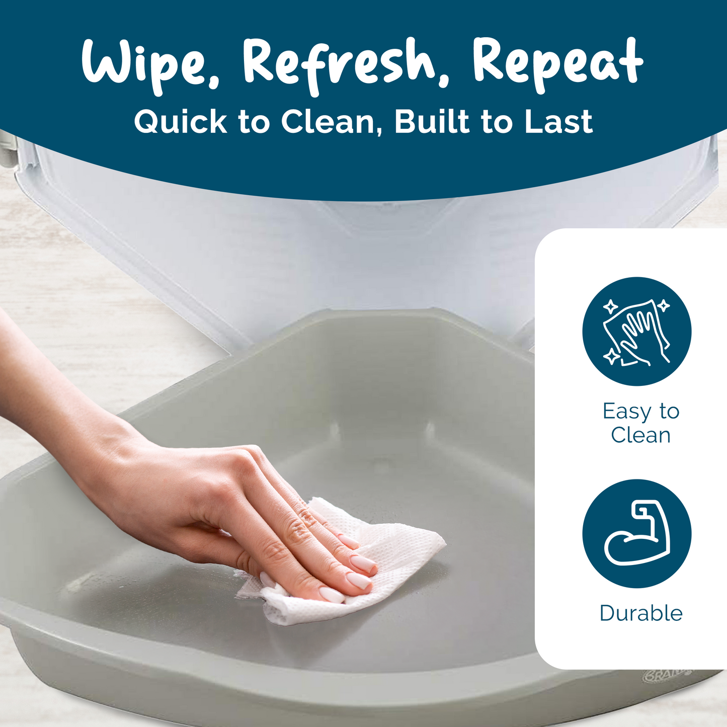 Petsentials Corner Cat Litter Tray With Hood | Grey