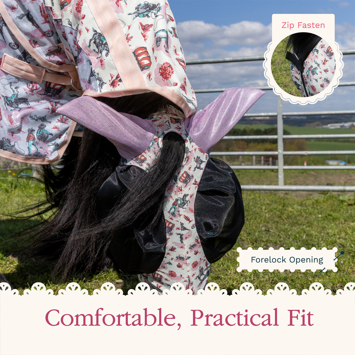 Cath Kidston Equestrian Cowgirl Lycra Fly Mask