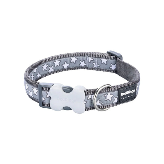 Red Dingo Grey with White Stars Dog Collar