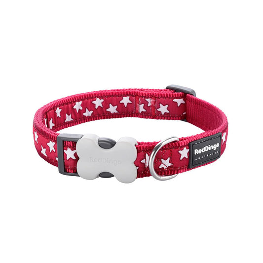 Red Dingo Red with White Stars Dog Collar