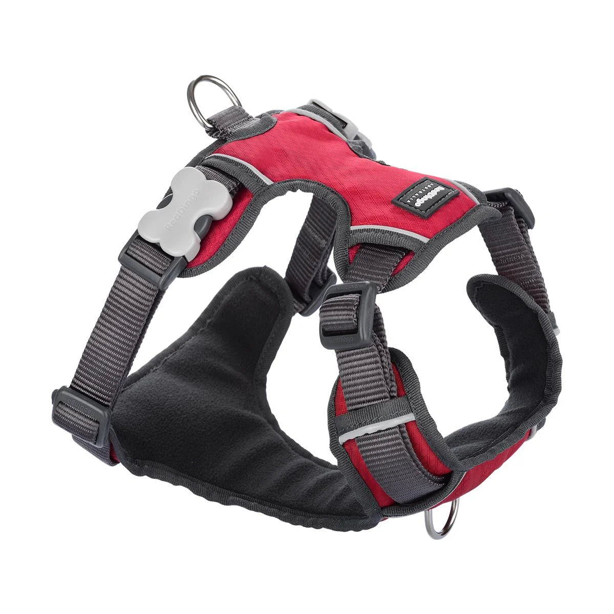 Red Dingo Padded Plain Red Dog Harness