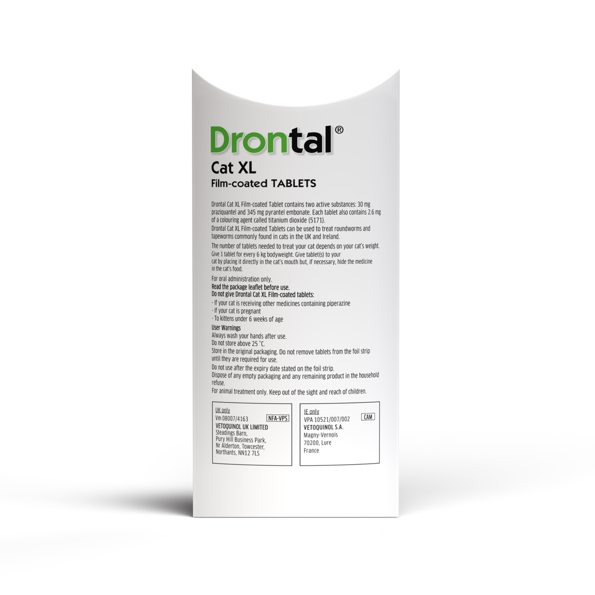 Drontal XL Worming Tablets for Large Cats and Kittens - Back