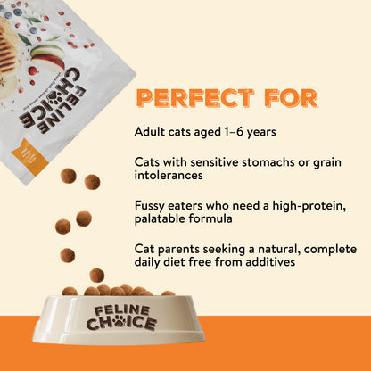 Feline Choice Grain-Free Complete Adult Dry Cat Food – Chicken, Sweet Potato & Apple