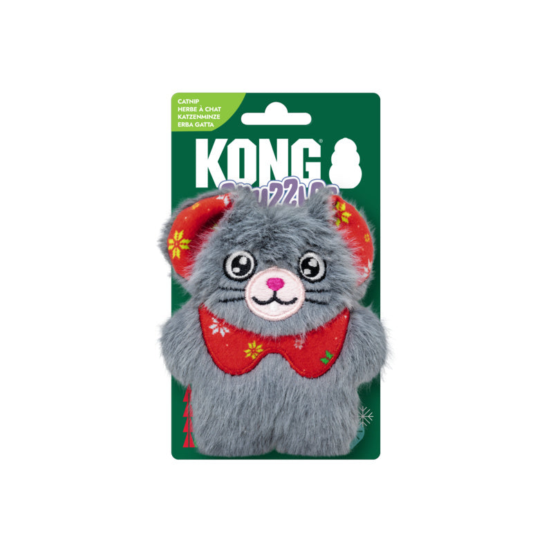 KONG Christmas Holiday Snuzzles Mouse Grey Cat Toy