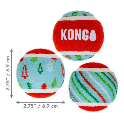 KONG Christmas Holiday SqueakAir® Medium Tennis Balls Dog Toy