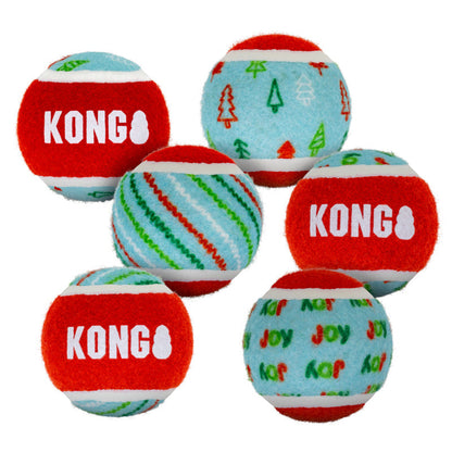 KONG Christmas Holiday SqueakAir® Medium Tennis Balls Dog Toy