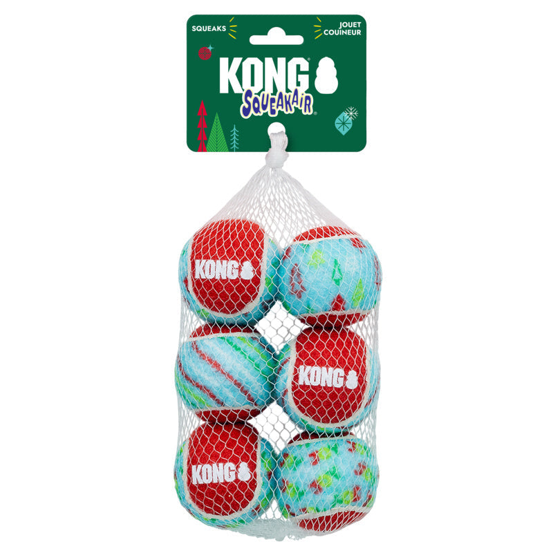 KONG Christmas Holiday SqueakAir® Medium Tennis Balls Dog Toy