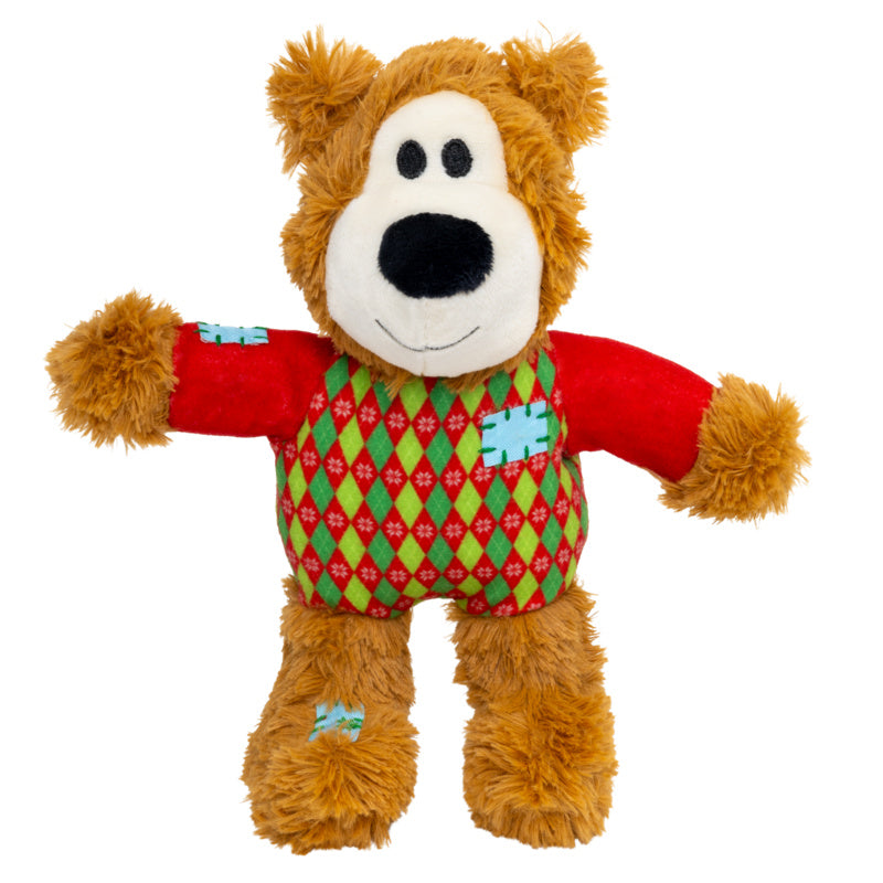 KONG Christmas Holiday Wild Knots Sweater Bear Dog Toy