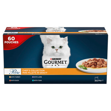 Gourmet Perle Mini Fillets Pouches Adult Wet Cat Food - Chefs Selection in Gravy