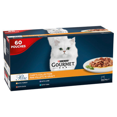 Gourmet Perle Mini Fillets Pouches Adult Wet Cat Food - Chefs Selection in Gravy