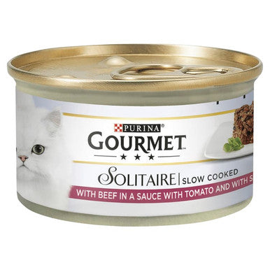 Gourmet Solitaire Adult Wet Cat Food - Beef in Tomato Sauce