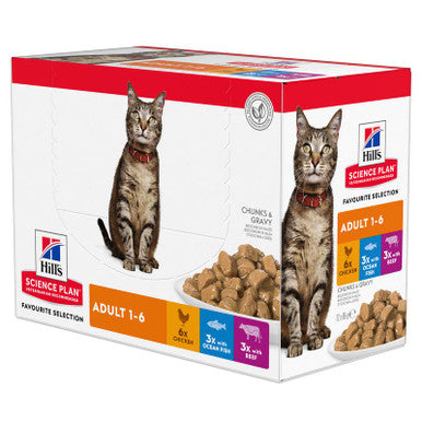 Hills Science Plan Feline 1 6 Favourite Selction Pouches