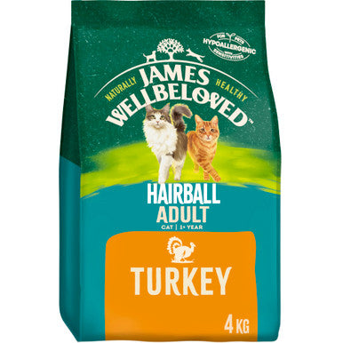 James Wellbeloved Complete Adult Hairball Dry Cat Food - Turkey