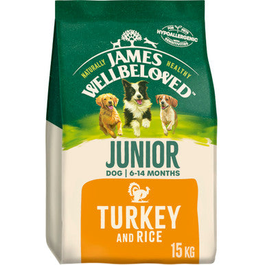 James Wellbeloved Medium and Large Junior Dry Dog Food - Turkey & Rice