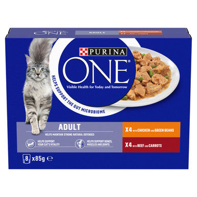 Purina ONE Adult Mini Fillets Wet Cat Food Chicken & Beef w Green Beans